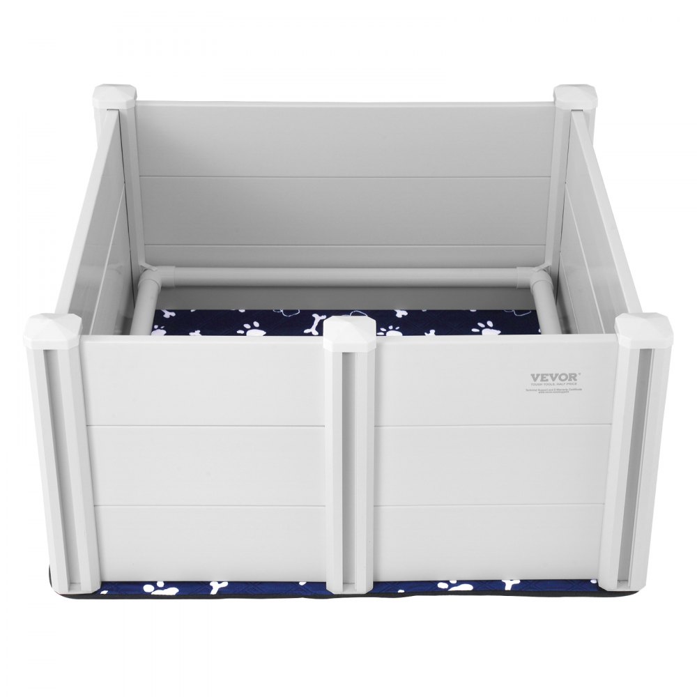 VEVOR Box per il Parto dei Cani, 98 x 98 x 46 cm Box Parto a per Cani e Cuccioli, Recinto per Parto Cuccioli con Sponde, Tappetini Lavabili per Pipì Lavabile Sacchetti Portaoggetti, Box Parto Bianco