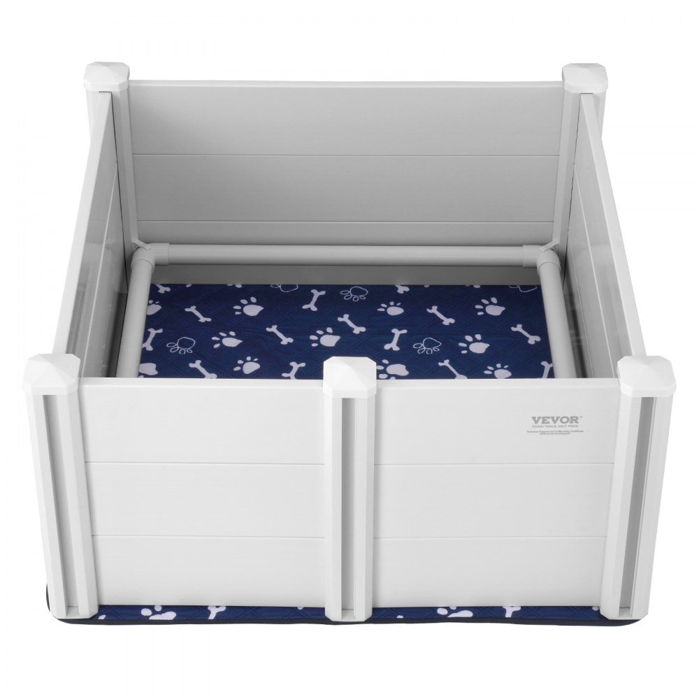 VEVOR Box per il Parto dei Cani, 98 x 98 x 46 cm Box Parto a per Cani e Cuccioli, Recinto per Parto Cuccioli con Sponde, Tappetini Lavabili per Pipì Lavabile Sacchetti Portaoggetti, Box Parto Bianco