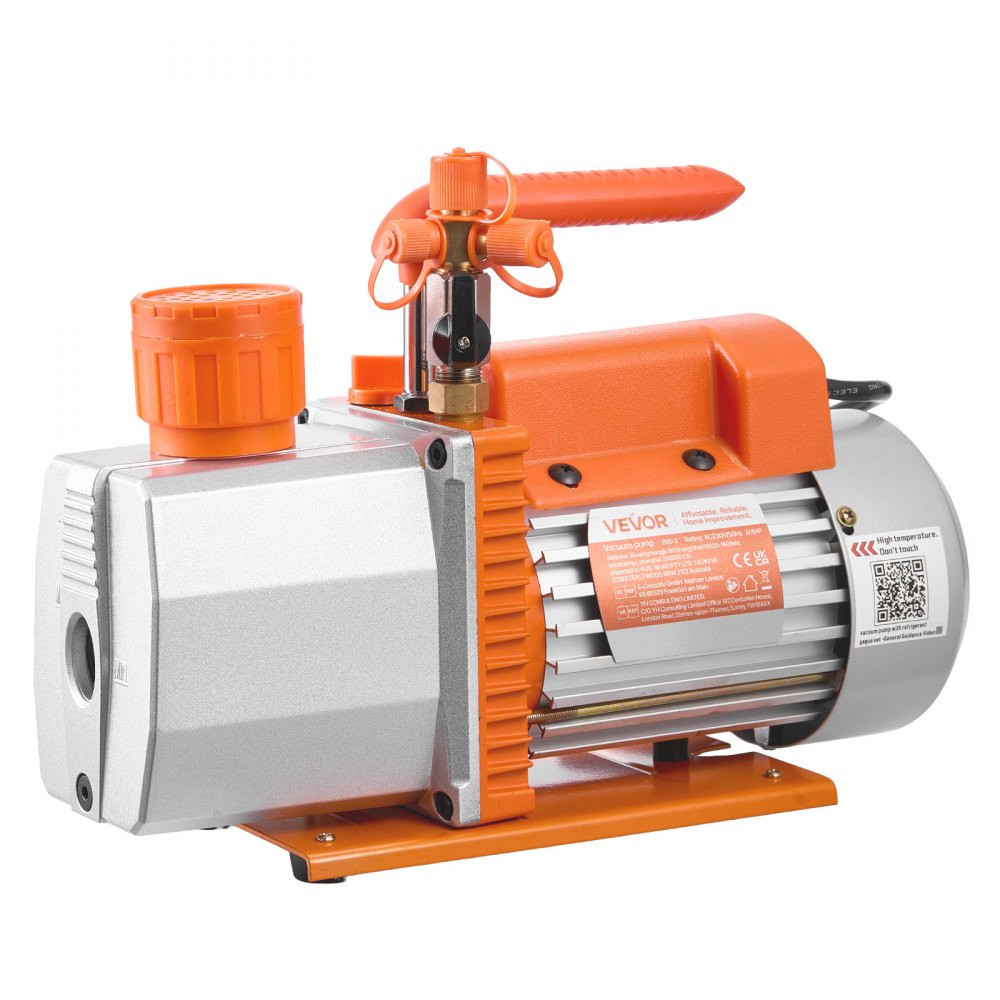 VEVOR Kit Pompa per Vuoto e Manometro 7 CFM 198 L/min Pompa per Vuoto a Palette Rotanti a 2 Stadi per Aria Condizionata con Borsa per Trasporto Compatibile con R134a R22 R410a