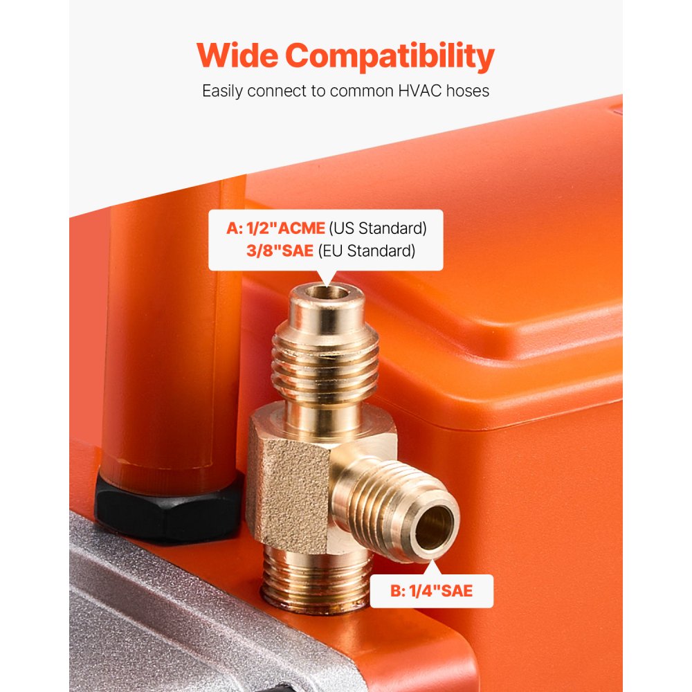 VEVOR Pompa per Vuoto 4 CFM, Pompa per Vuoto a Palette Rotanti Monostadio HVAC per Sistemi Kit Pompa per Vuoto AC per Auto con Contenitore per Olio per Manutenzione Aria Condizionata da Veicoli