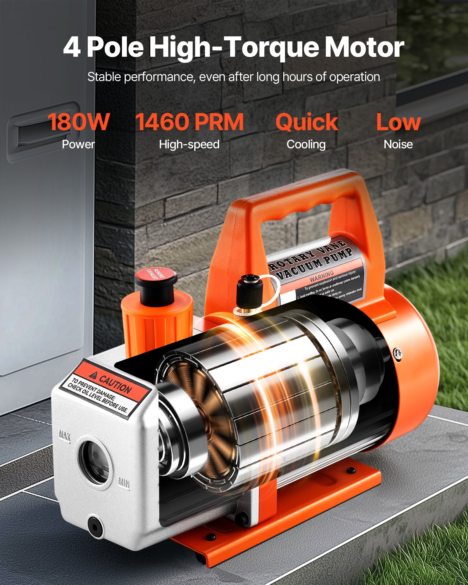 VEVOR Pompa per Vuoto 100 L/min a Palette Rotanti Monostadio HVAC Sistema R134a R22 R410a Serbatoio dell'olio, Motore a 4 Poli 5 Pa Pompa Vuoto per Manutenzione di Impianti Climatizzazione per Auto