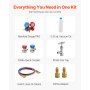VEVOR Pompa per Vuoto e Manometro AC 1,65 L/s, ad Aria HVAC a Palette Rotanti Monostadio, Kit Manometro per Collettore Refrigerante A/C, con Tubi, Refrigeranti R134a R12 R22 R502a R410A R404 R407C