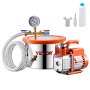 VEVOR Kit Camera a Vuoto 5,67 L e Pompa 2,12L/s, in Acciaio Inox, Camera di Degasaggio Pompa a Vuoto Monostadio, con Coperchio, Olio, Tubo Flessibile, per Degasaggio Resina Epossidica Siliconica