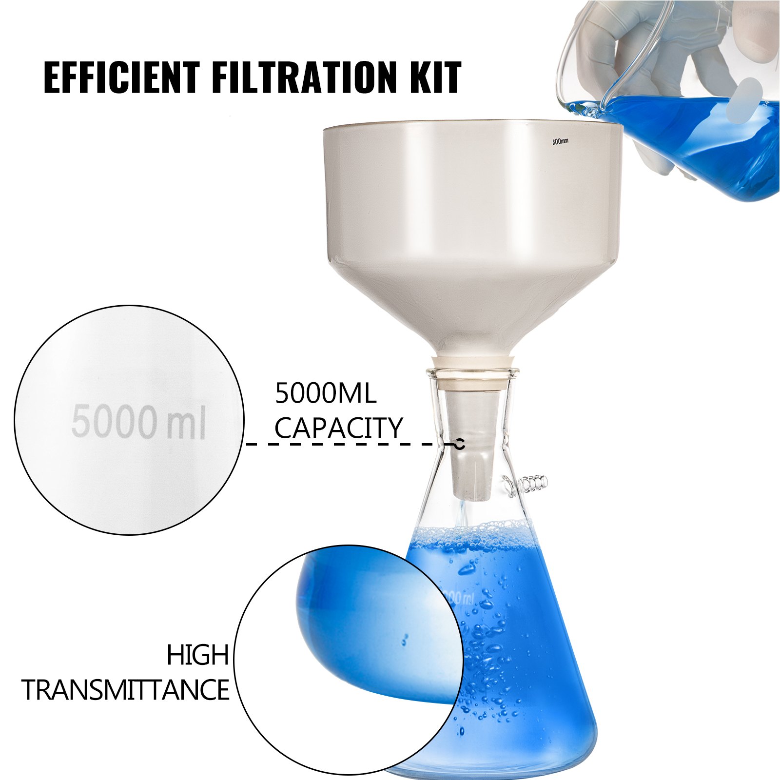 Vevor Kit Per Aspirazione A Vuoto Apparecchio Di Buchner Imbuto 5000 Ml/300 Mm