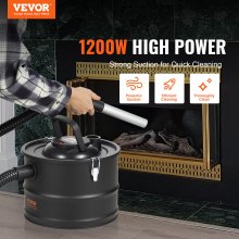 VEVOR Aspiracenere 1200 W Aspirapolvere Griglia Contenitore 15 L per Caminetti