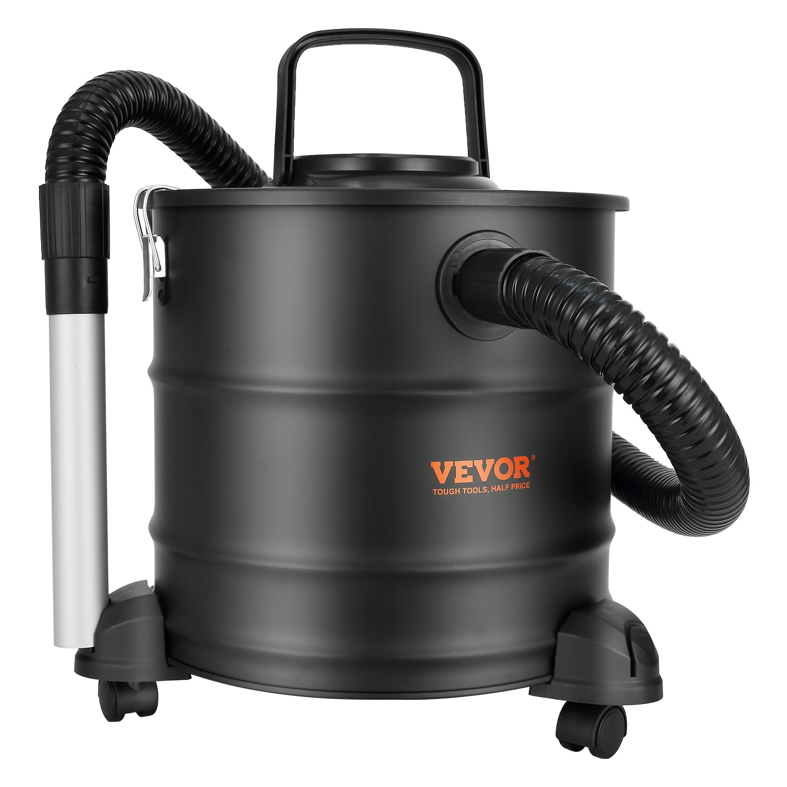 VEVOR Aspiracenere a Bidone da 20L Aspirapolvere Elettrico 1200 W Aspiracenere con Ruote Flessibili Tubo di Lunghezza 1,2 m per Caminetti Stufa a Pellet, Aspirapolvere per Canna fumaria del Camino BBQ