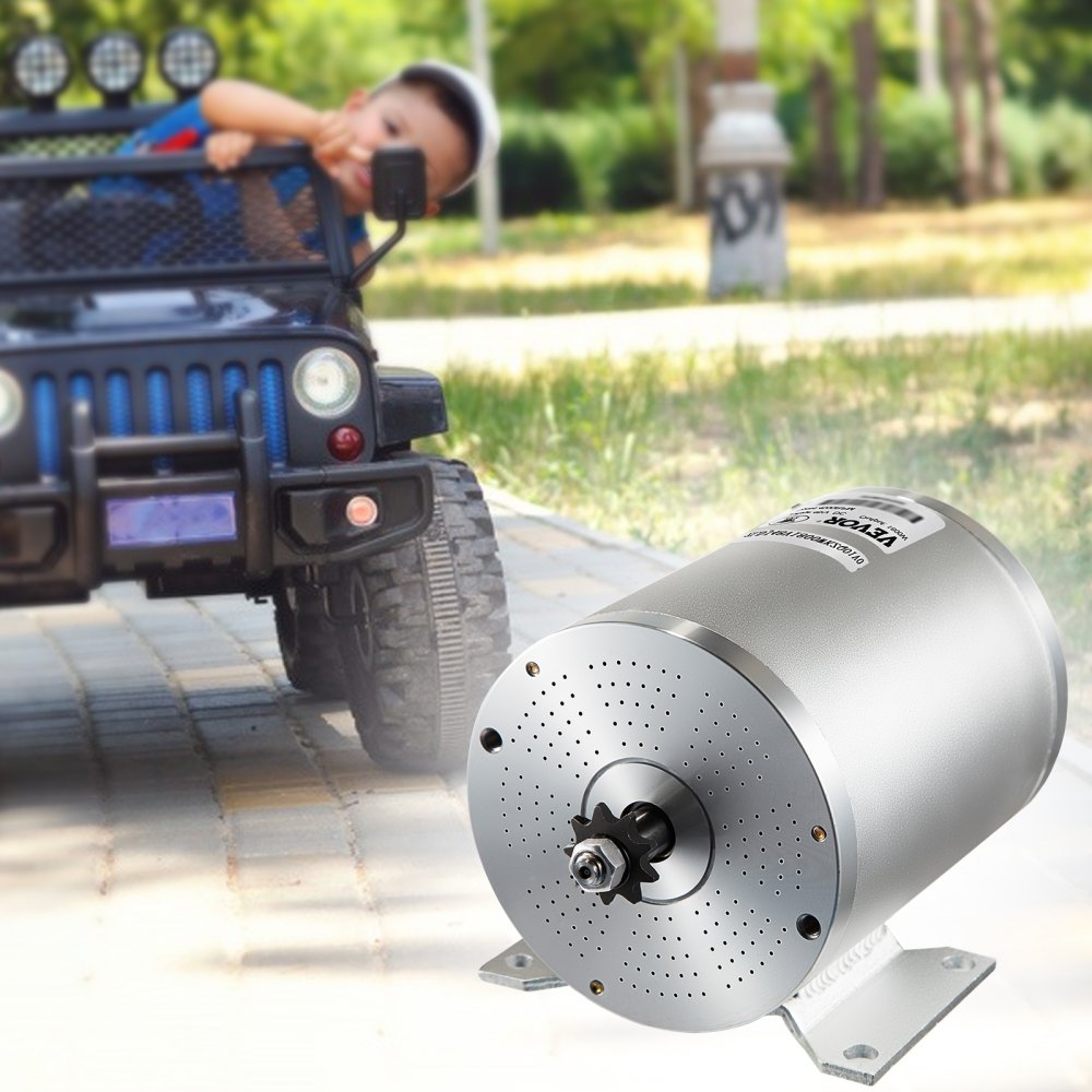 VEVOR Motore Spazzolato Fiori, Motore Elettrico Spazzolato 1800W DC 48V con Maniglie, Cablaggio per Scooter Elettrico Fai-da-te e Bici da go-kart