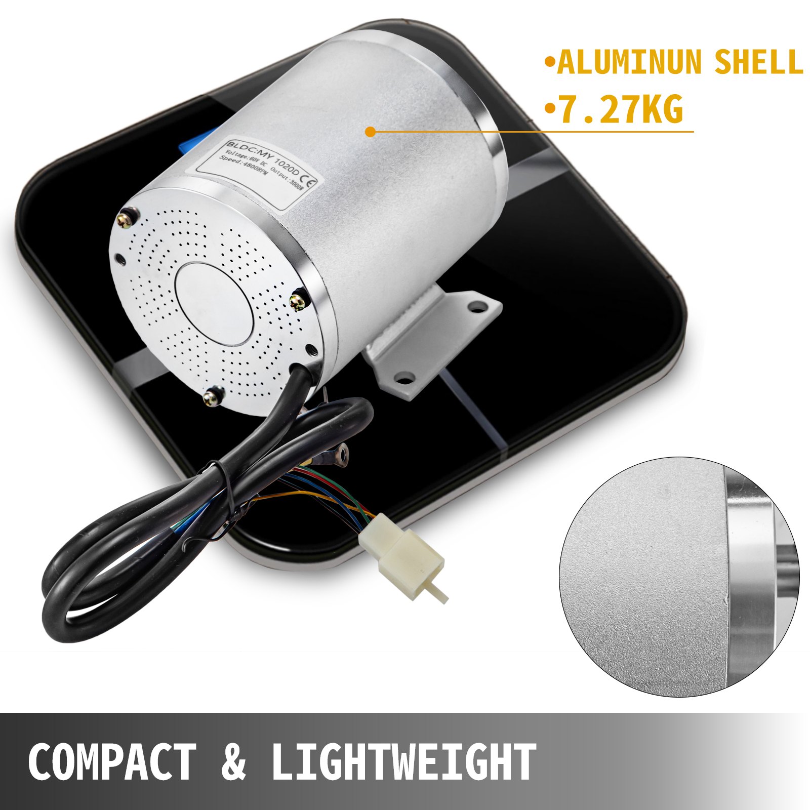 VEVOR Motore Elettrico Senza Spazzole 60V 3000W 4800Rpm per Go Kart Elettrica +Staffa Motore Elettrico Motore per Bici Elettrica Motore Elettrico per Go Kart