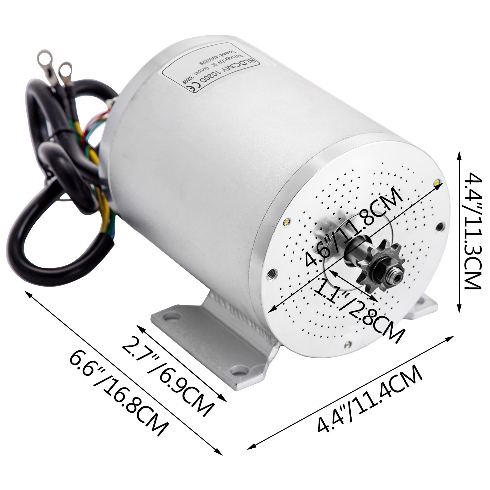 VEVOR Motore Elettrico Senza Spazzole 72V 3000W 4900Rpm per Go Kart Elettrica +Staffa Motore Elettrico Motore per Bici Elettrica Motore elettrico per Go Kart