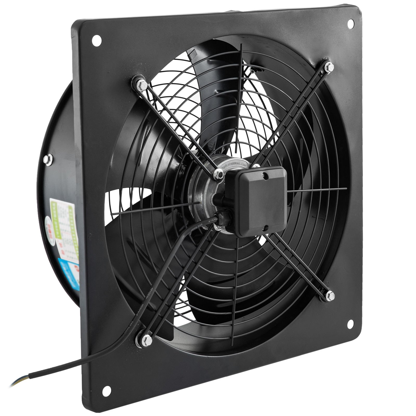 16in AXIAL Square Frame Outer Rotor Fan  185W High Speed 1380Rpm Pure Copper Quadrupole Motor for Cooling Ventilation Exhaust Projects