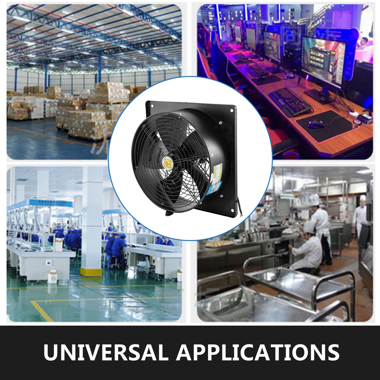 16in AXIAL Square Frame Outer Rotor Fan  185W High Speed 1380Rpm Pure Copper Quadrupole Motor for Cooling Ventilation Exhaust Projects