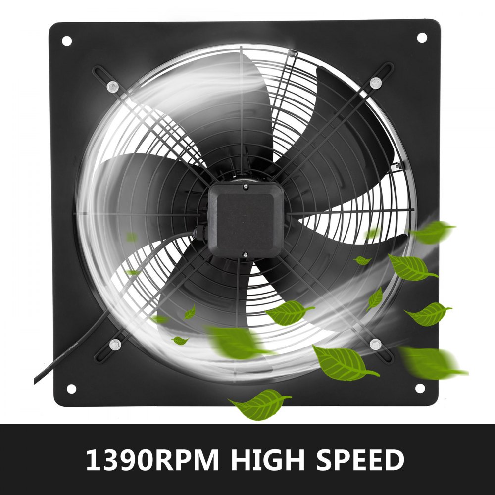 18in AXIAL Square Frame Outer Rotor Fan 250W High Speed 1390Rpm Pure Copper Quadrupole Motor for Cooling Ventilation Exhaust Projects