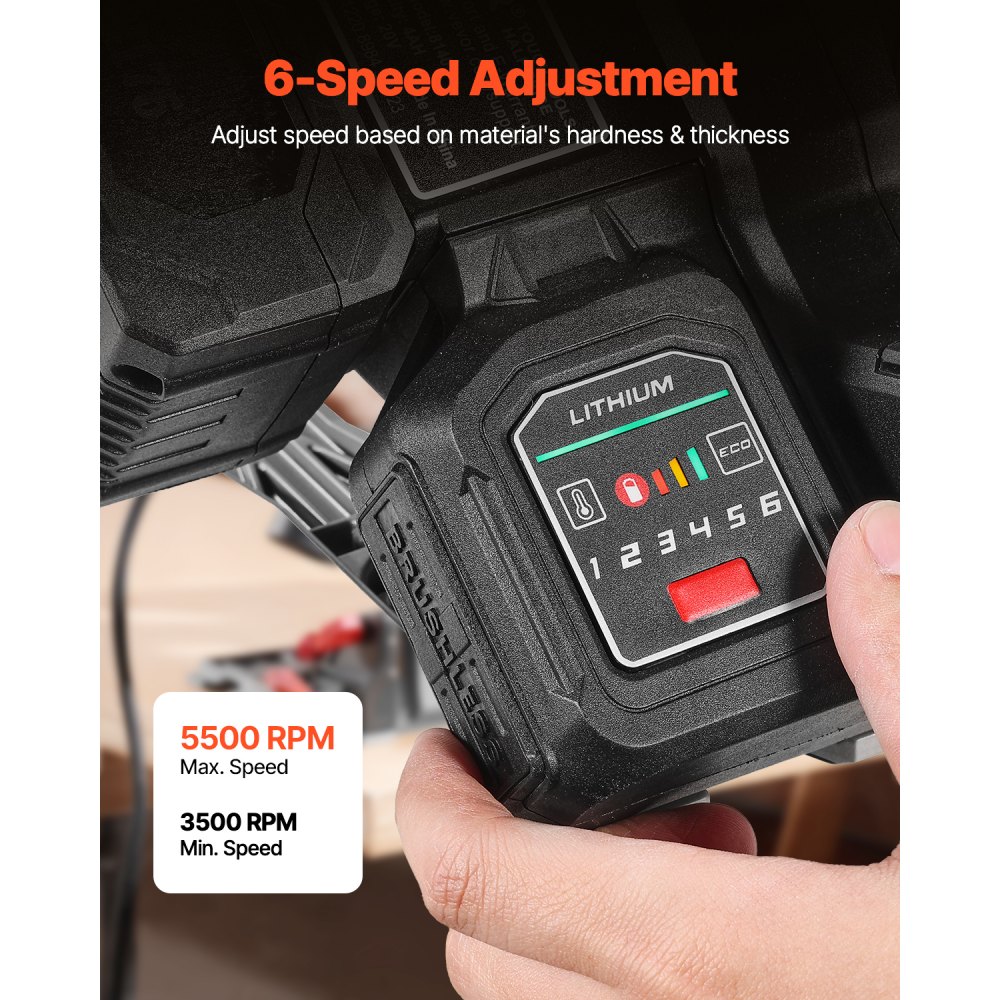 VEVOR Troncatrice Circolare a Batteria Lama 139,7 mm, Kit Troncatrice a Binario a Immersione Motore Senza Spazzole, Batterie da 4 Ah 20 V, Profondità di Taglio 52 mm a 90° 38 mm a 45°, Senza Binario