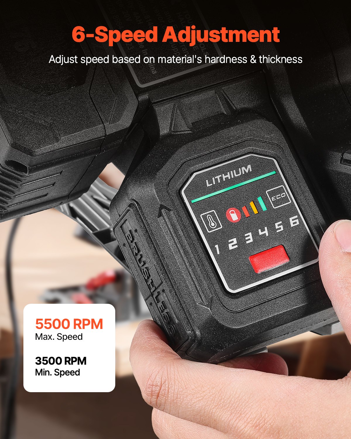 VEVOR Troncatrice Circolare a Batteria Lama 139,7 mm, Kit Troncatrice a Binario a Immersione Motore Senza Spazzole, Batterie da 4 Ah 20 V, Profondità di Taglio 52 mm a 90° 38 mm a 45°, Senza Binario