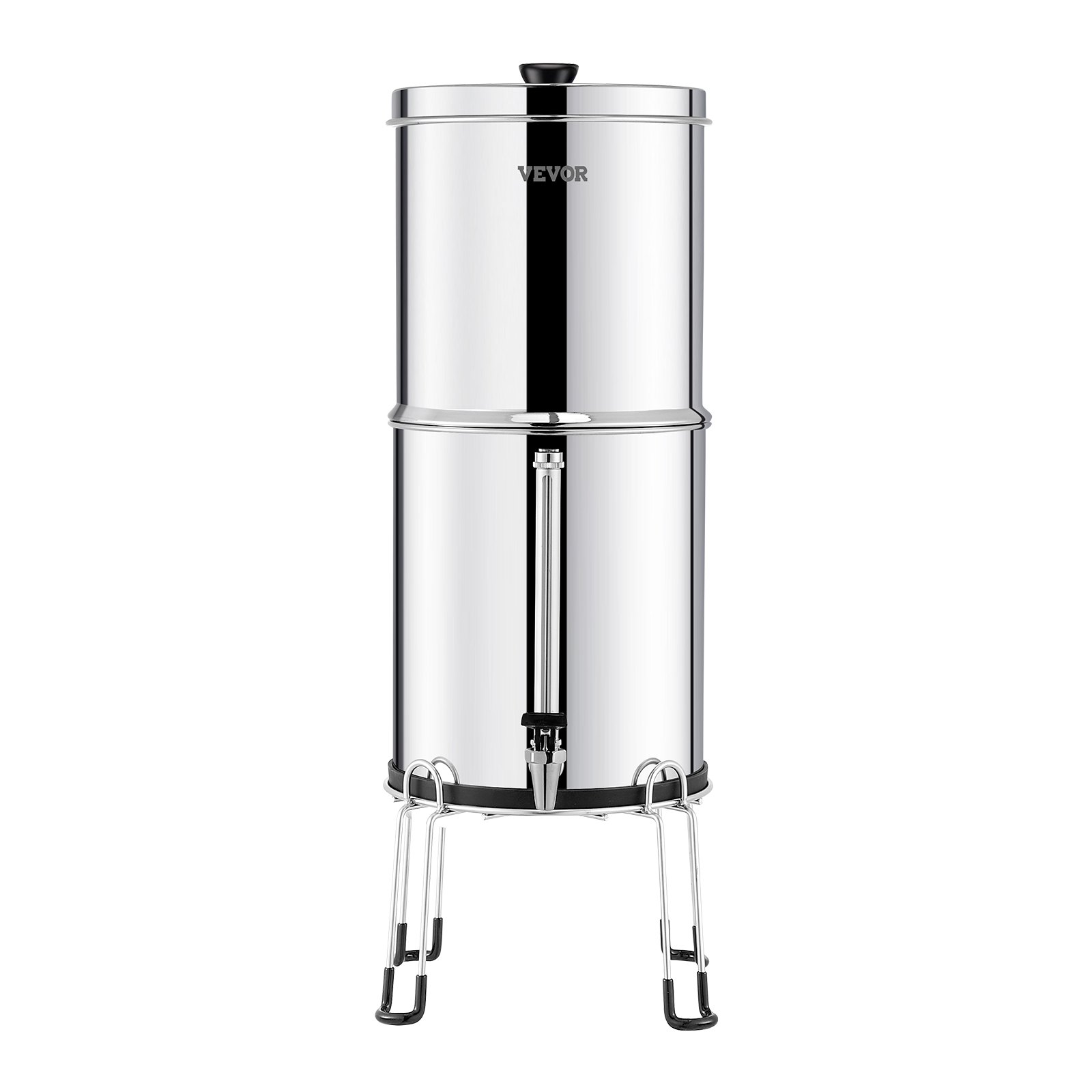 VEVOR Sistema di Filtraggio Acqua a Gravità Sistema in Acciaio Inox Sistema Filtraggio Acqua 7+7,5 L, Riduce Piombo e Cloro, con 2 Filtri al Carbone e 2 Filtri di Defluorurazione e Rubinetto Camper