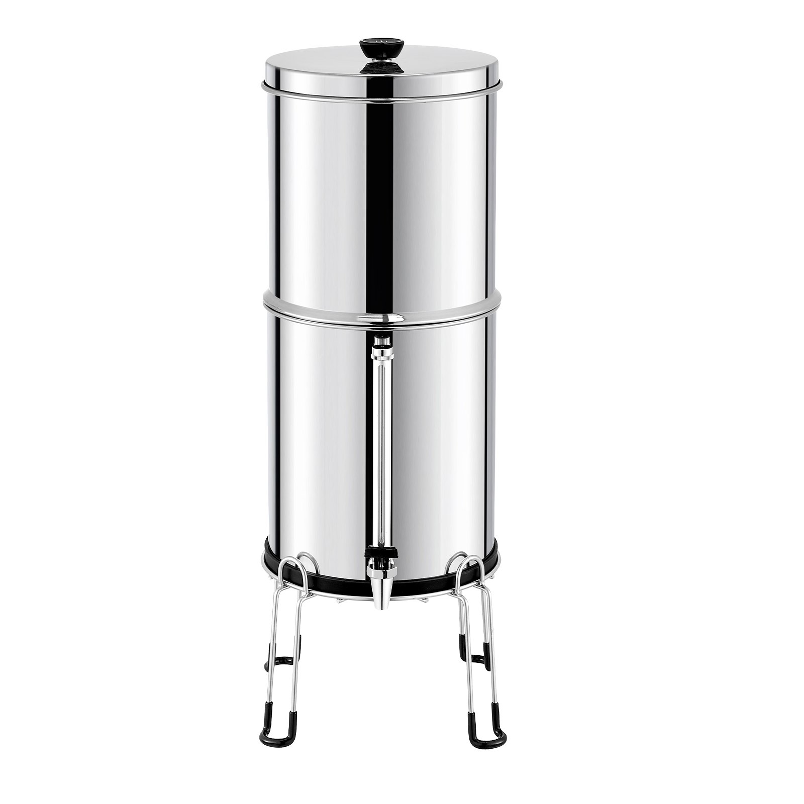 VEVOR Sistema di Filtraggio Acqua a Gravità Sistema in Acciaio Inox Sistema Filtraggio Acqua 7+7,5 L, Riduce Piombo e Cloro, con 2 Filtri al Carbone e 2 Filtri di Defluorurazione e Rubinetto Camper
