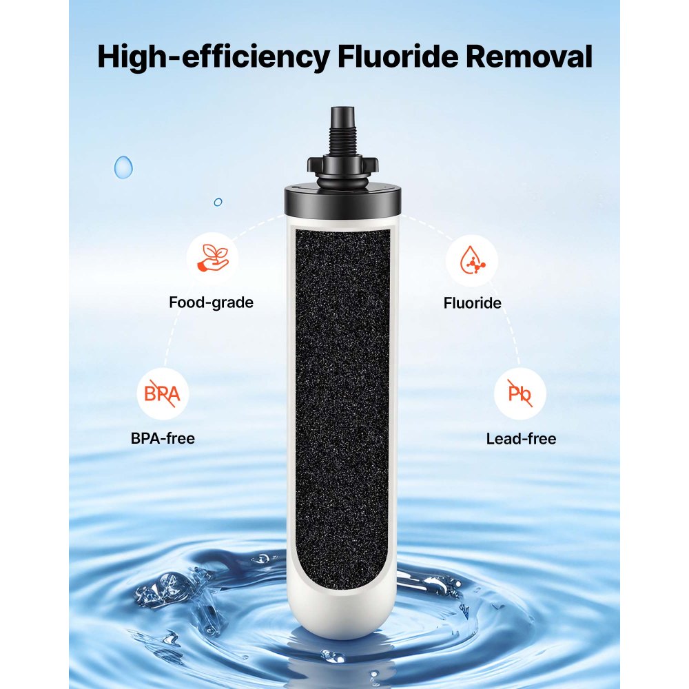 VEVOR Sistema di Filtraggio dell'Acqua a Gravità, Filtro per Acqua a Gravità in Acciaio Inox 304 11,36 Litri con Filtri a Carbone Attivo Ceramica per Campeggio Uso Domestico Viaggio in Camper