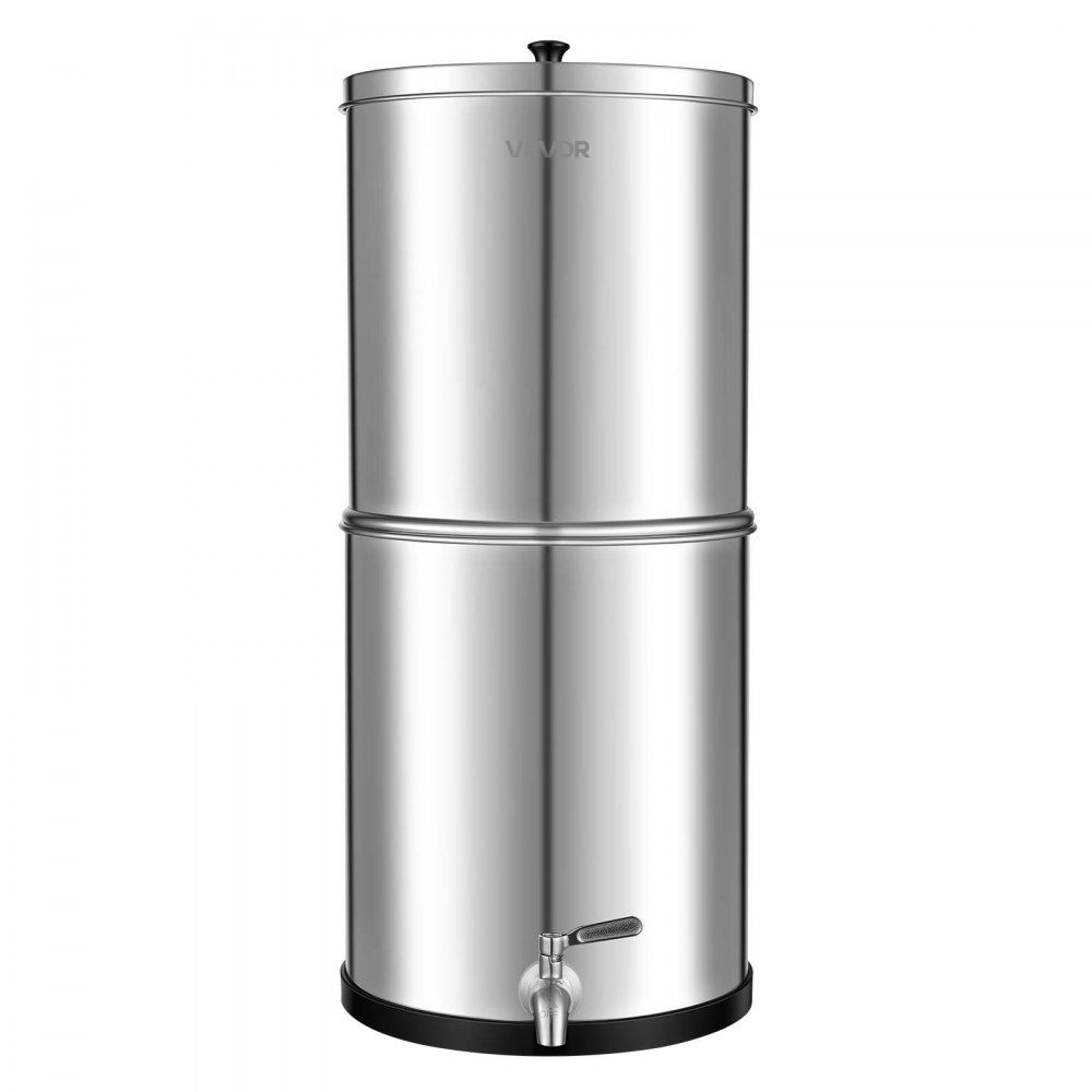 VEVOR Sistema di Filtraggio dell'Acqua a Gravità, Filtro per Acqua a Gravità in Acciaio Inox 304 11,36 Litri con Filtri a Carbone Attivo Ceramica per Campeggio Uso Domestico Viaggio in Camper