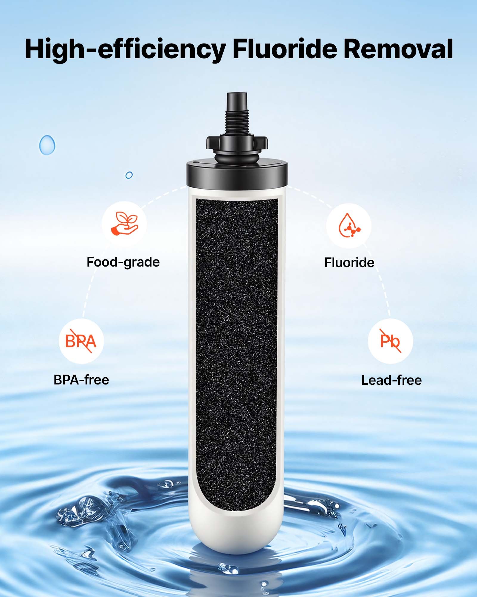 VEVOR Sistema di Filtraggio dell'Acqua a Gravità, Filtro per Acqua a Gravità in Acciaio Inox 304 11,36 Litri con Filtri a Carbone Attivo Ceramica per Campeggio Uso Domestico Viaggio in Camper