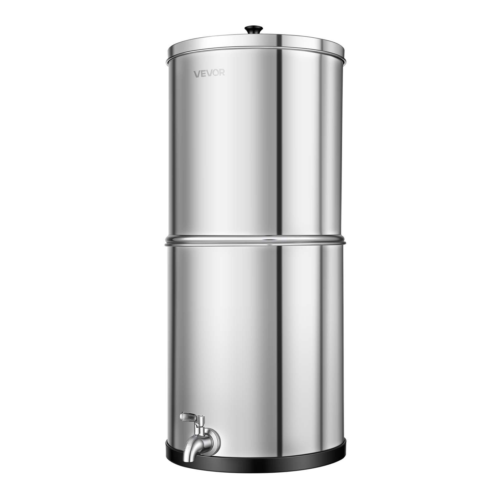 VEVOR Sistema di Filtraggio dell'Acqua a Gravità, Filtro per Acqua a Gravità in Acciaio Inox 304 11,36 Litri con Filtri a Carbone Attivo Ceramica per Campeggio Uso Domestico Viaggio in Camper