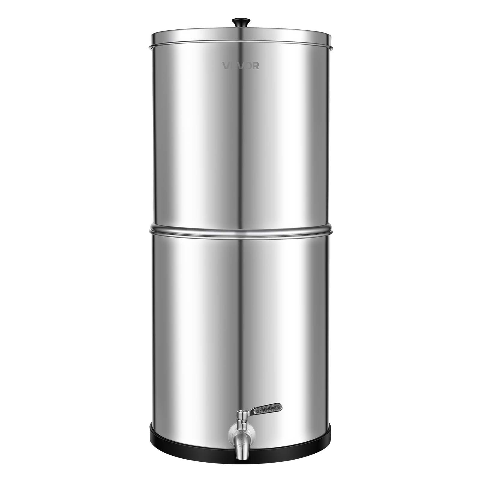 VEVOR Sistema di Filtraggio dell'Acqua a Gravità, Filtro per Acqua a Gravità in Acciaio Inox 304 11,36 Litri con Filtri a Carbone Attivo Ceramica per Campeggio Uso Domestico Viaggio in Camper