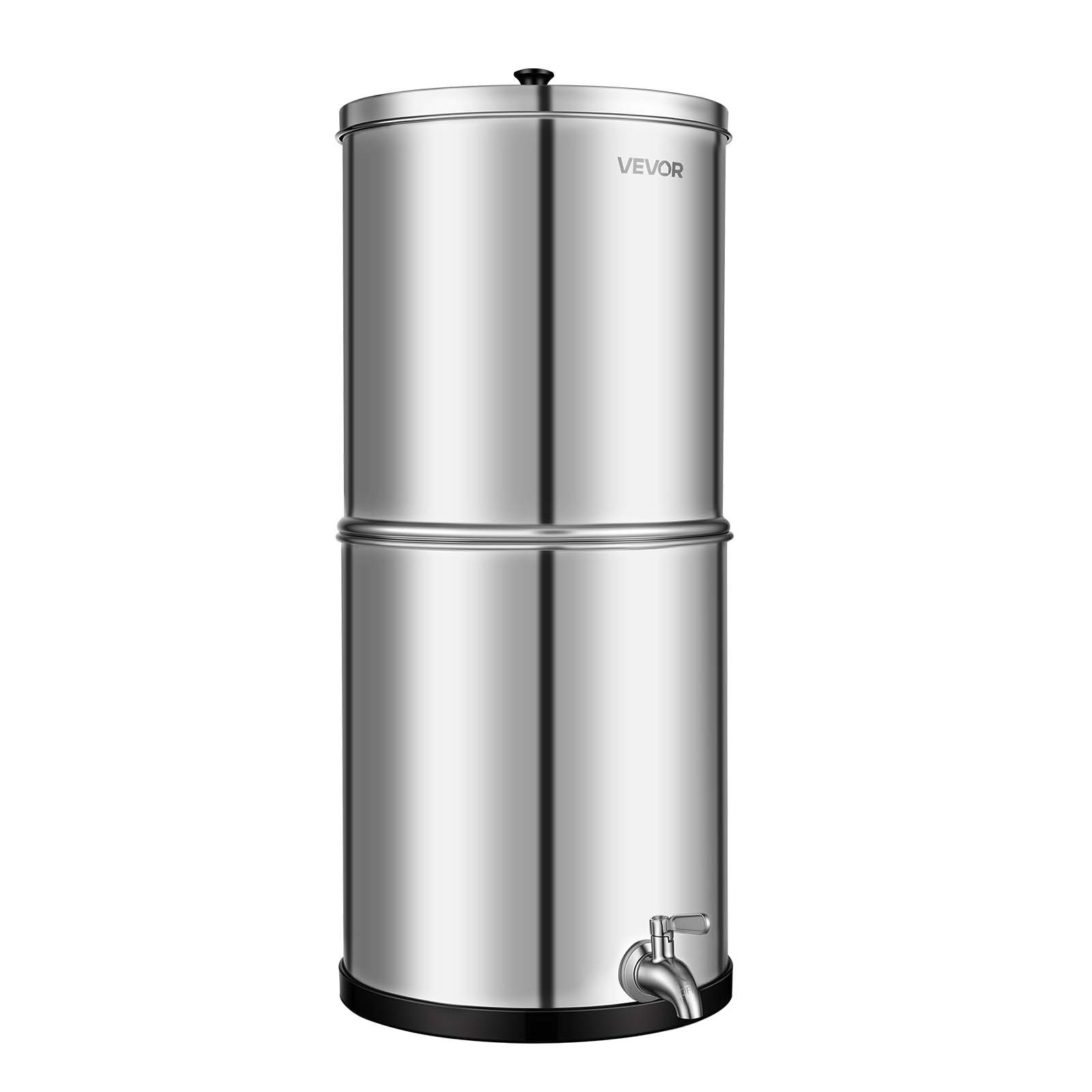 VEVOR Sistema di Filtraggio dell'Acqua a Gravità, Filtro per Acqua a Gravità in Acciaio Inox 304 11,36 Litri con Filtri a Carbone Attivo Ceramica per Campeggio Uso Domestico Viaggio in Camper