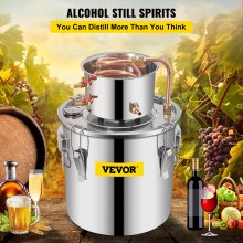 VEVOR Kit di Distillatore Alambicco in Acciaio Inox Rame Puro Materiale per Uso Alimentare Capienza del Serbatoio 11,4L, Kit Distillatore 25 x 25 cm per Liquore Acqua Distillata Vino con Pompa d'Acqua