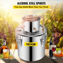 VEVOR Distillatore Alambicco in Acciaio Inossidabile Barile da 19L/5Gal per Acqua Distillata Vino Liquore Grappa Whisky Vodka Uso Domestico, Alambicco per Distillazione in Acciaio Inox 19L per Alcol