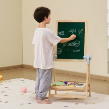 VEVOR Cavalletto per Bambini 2 in 1 Cavalletto da Arte in Legno a Doppia Faccia