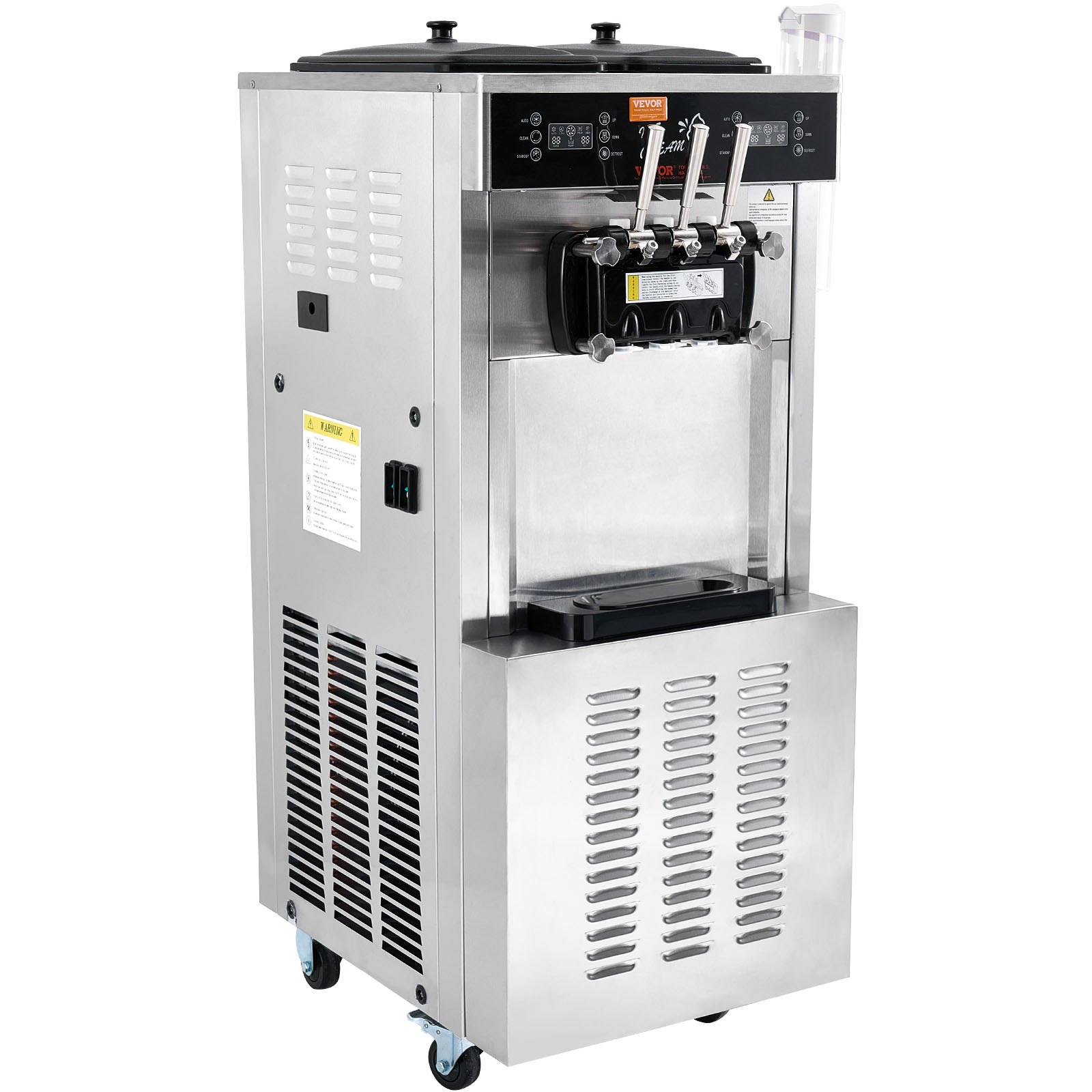 VEVOR Macchina per Gelato Professionale 34-44 L/h 1850 W 3 Gusti, Macchina per Gelato Commerciale Tramoggia 2x9 L, Pannello LED, Utilizzo Monobombola Disponibile, Refrigerazione Notturna, Snack Bar