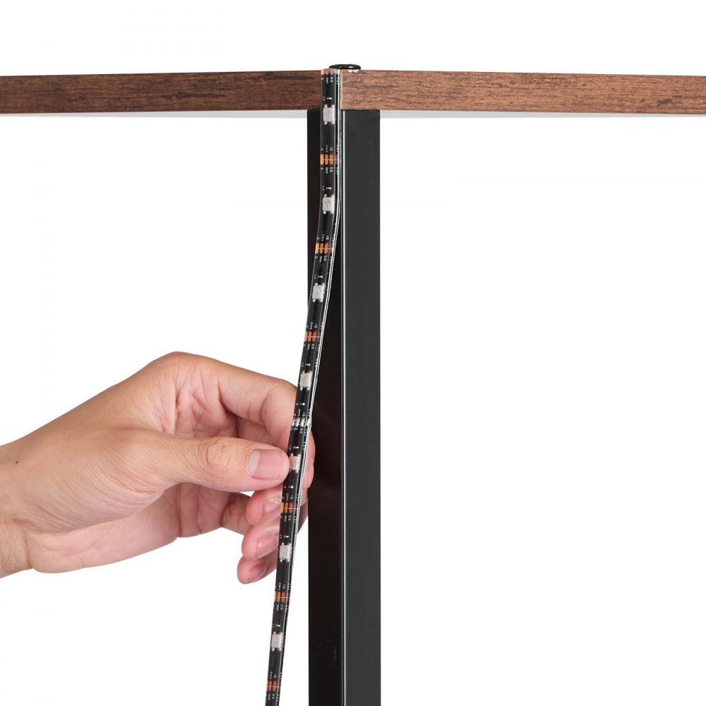 VEVOR Scaffale Angolare a 6 Ripiani, Supporto Angolare Alto con Luce LED, Mensole da Parete a Torre con Struttura in Metallo e Ripiani in Legno, Libreria Stretta per Camera da Letto, Soggiorno