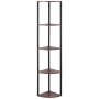 VEVOR Scaffale Angolare a 5 Ripiani, Supporto Angolare Alto con Luce LED, Mensole da Parete a Torre con Struttura in Metallo e Ripiani in Legno, Libreria Stretta per Camera da Letto, Soggiorno