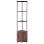 VEVOR 5 Tier Corner Shelf, Tall Corner Stand with LED Light and Doors, Wall Shelves Tower Storage Organizer, Metal Frame & Wooden Shelves, Narrow Display Book Shelf Rack for Home, Office, Rustic Brown