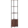 VEVOR 5 Tier Corner Shelf, Tall Corner Stand with LED Light and Doors, Wall Shelves Tower Storage Organizer, Metal Frame & Wooden Shelves, Narrow Display Book Shelf Rack for Home, Office, Rustic Brown