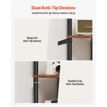 VEVOR Scaffale Angolare a 5 Ripiani, Scaffale ad Angolo con Luce LED e Ante, Mensole da Parete, Struttura in Metallo e Ripiani in Legno, Libreria Stretta per Casa e Ufficio, Marrone Rustico