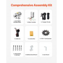 VEVOR Kit Motore Elettrico CC Senza Spazzole 1800 W Motore Elettrico 48 V a 4500 Giri/min con Regolatore di Velocità Aggiornato, kit Impugnatura Acceleratore per Go Kart, Bici Elettrica, Moto, Scooter