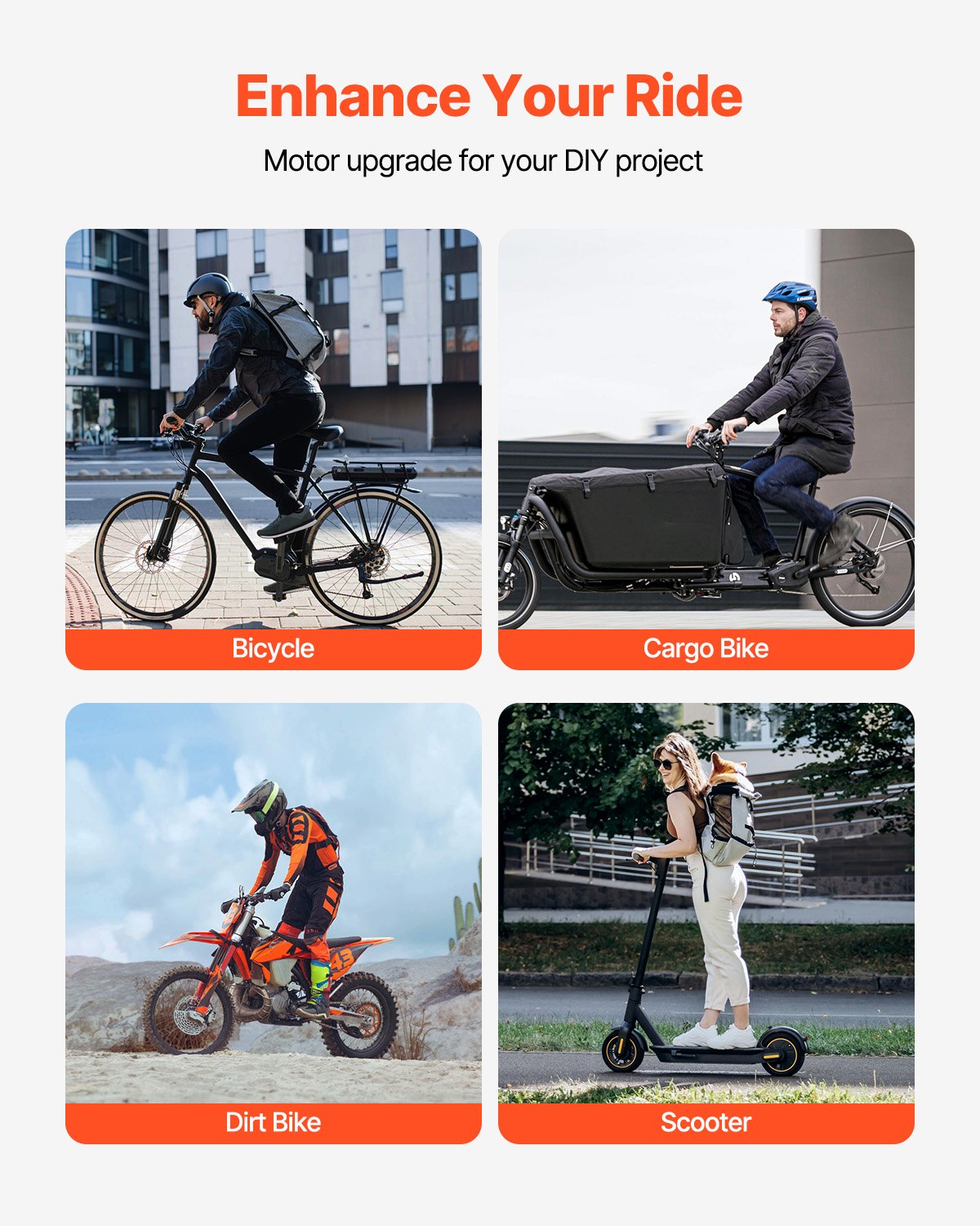 VEVOR Motore Elettrico DC 1800 W, Motore Elettrico per Go-Kart Velocità Rotazione Nominale 4500 giri/min, Motore Elettrico per Moto E-Bike, Scooter Fai da Te Potenza 1800W 134 x 107 mm