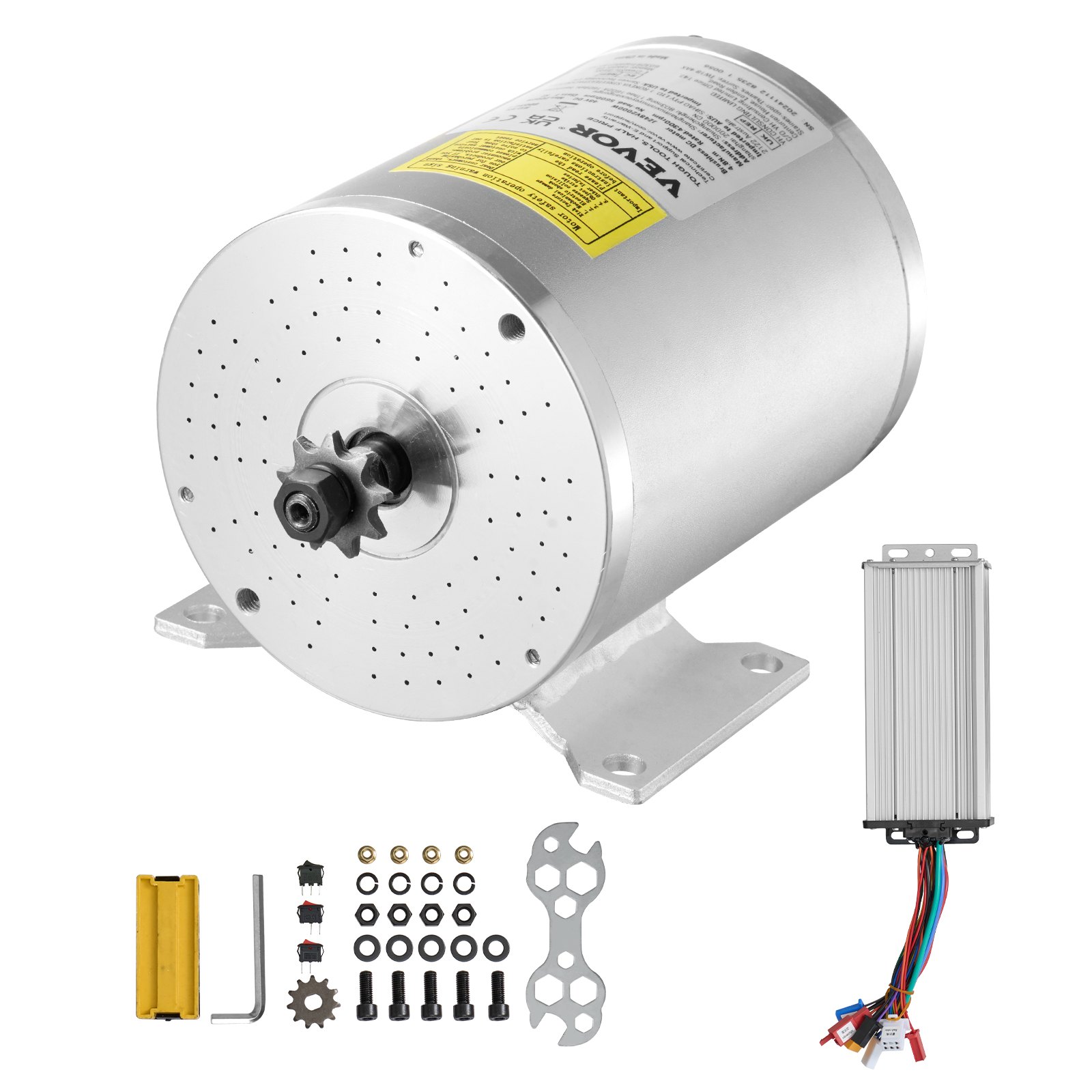 VEVOR 2000W Electric Brushless DC Motor Kit - 48V 4300 RPM 4.8 Nm Electric Motor with Improved Speed Controller, Ideal for Go-Karts, E-Bikes, Motorcycles, and Scooters