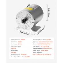 VEVOR Motore Elettrico Senza Spazzole 3000 W 72 V 4900 RPM per Bici Elettrica