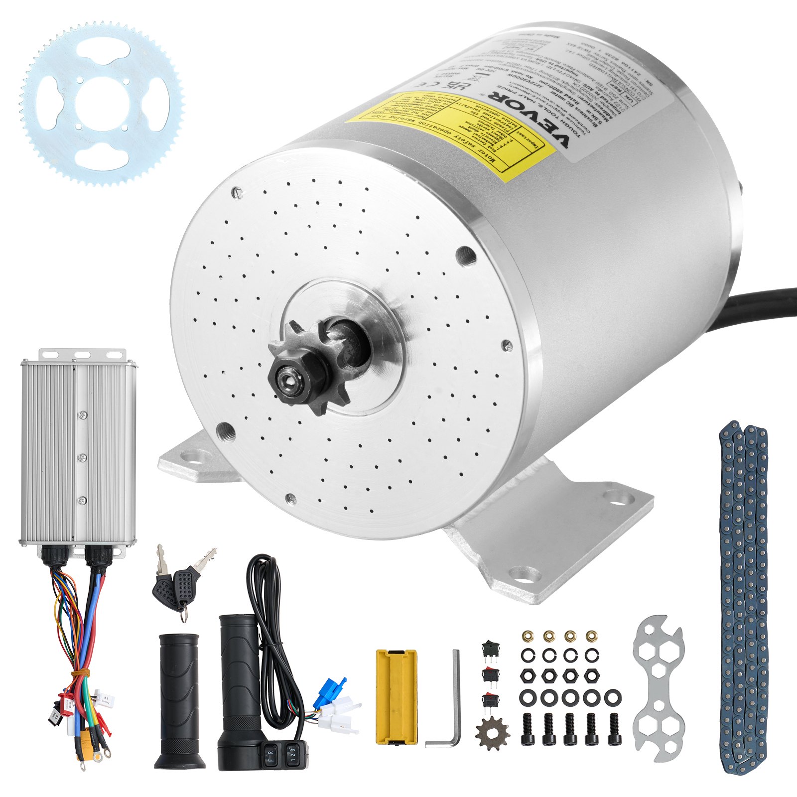 VEVOR 3000W Electric Brushless DC Motor Kit - 72V 4900 RPM Motor with Improved Speed Controller and Throttle Kit for Go-Karts, E-Bikes, Motorcycles, Scooters, and DIY Projects