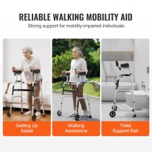 VEVOR Deambulatore Pieghevole 2 in 1 Ausilio per Mobilità con Ruote Anteriori, Braccioli Rimovibili, Altezza Regolabile con Ruote Solide da 127 mm Alluminio Leggero, per Anziani Disabili, 204,11 kg