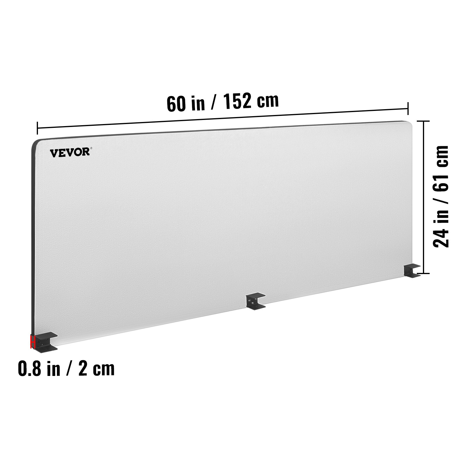 VEVOR Divisore Pannello per Scrivania, 152 cm Divisorio Acustico Riduzione di Rumore, Pannelli Fonoassorbenti, Pannelli Isolamento Acustico in Fibra di Poliestere, Grigio, per Uffici, Sale Conferenze