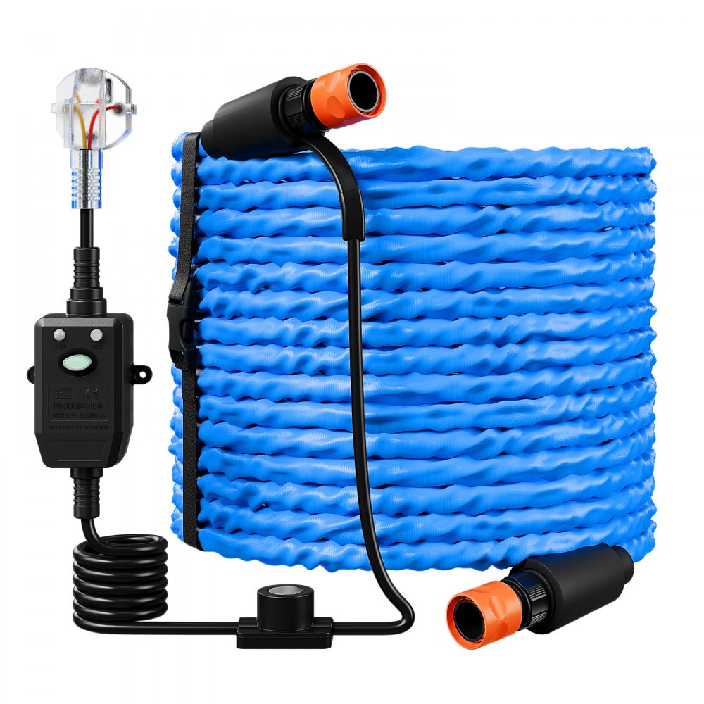 VEVOR Tubo Flessibile Riscaldato Acqua Potabile Antigelo Lunghezza 30,5m Superficia Rugosa, Termostato Integrato, a Prova di Perdite, Senza Piombe, Protezione contro Perdita GFCI, per Camper Caravan