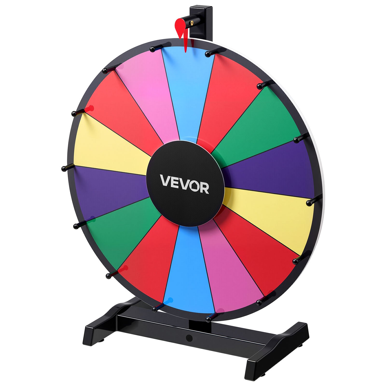 VEVOR Ruota dei Premi Girevole da 457 mm, Ruota Girevole a 14 Slot con Supporto, Roulette da Tavolo Win Fortune con Pennarello Cancellabile a Secco e 2 Pennarelli, 6 Colori, per Feste, Pub, Carnevale
