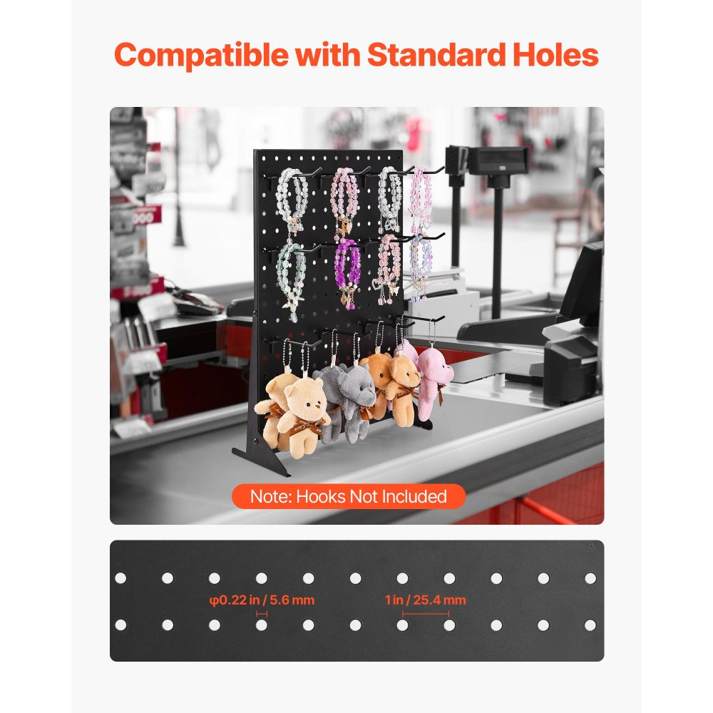 VEVOR Espositore per Pannello Forato, Espositore da Tavolo con Pannello Forato 440 x 330 x 114 mm, in Acciaio Laminato a Freddo Ispessito, per Negozi Alimentari Gioiellerie, Nero 4 Pezzi