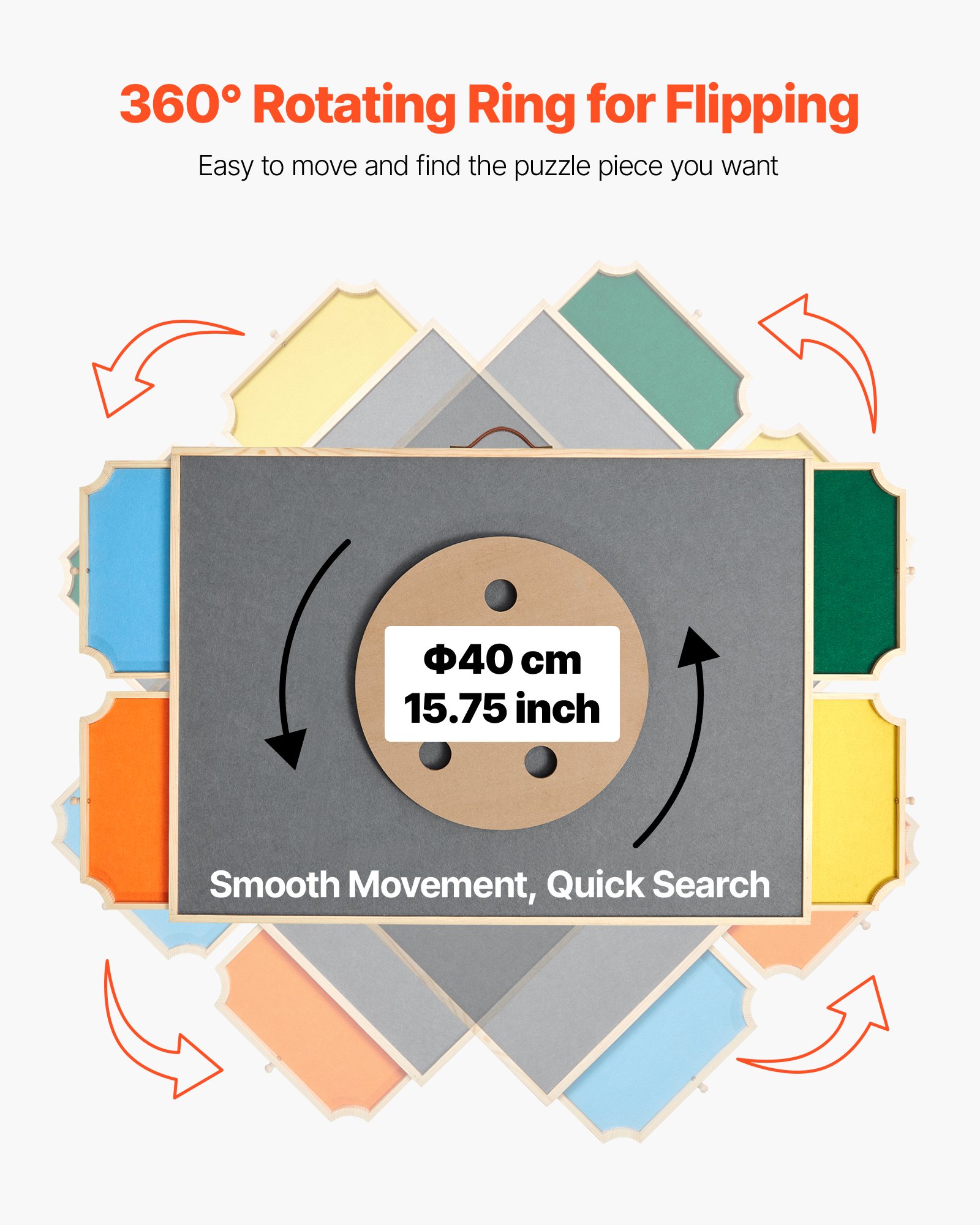 VEVOR Tavolo per Puzzle 865 x 635 mm da 1500 Pezzi, Set da Tavolo per Puzzle Standard Portatili in Legno con 4 Cassetti in Feltro Colorato e Coperchio, con 2 Angoli di Inclinazione per Adulti