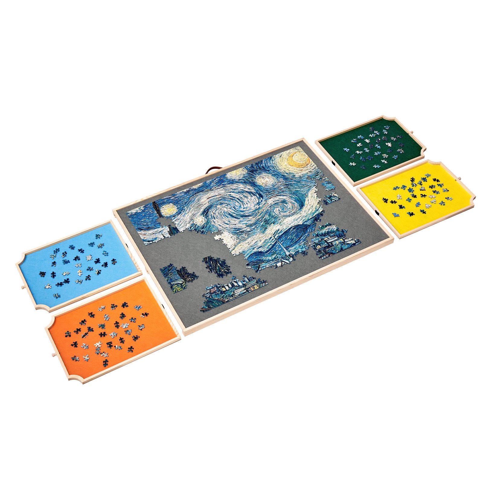 VEVOR Tavolo per Puzzle 865 x 635 mm da 1500 Pezzi, Set da Tavolo per Puzzle Standard Portatili in Legno con 4 Cassetti in Feltro Colorato e Coperchio, con 2 Angoli di Inclinazione per Adulti