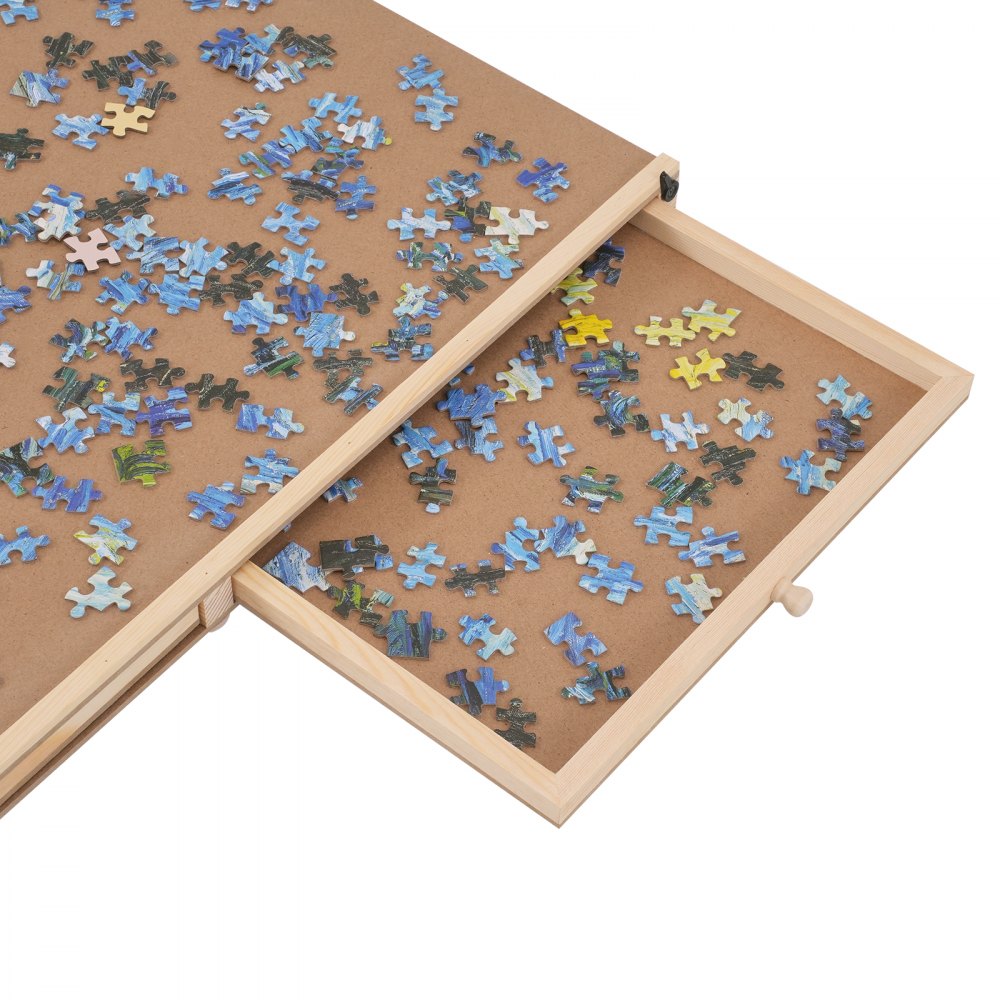 VEVOR Tavolo per Puzzle da 2000 Pezzi, Cavalletto Tavolo Puzzle Angolo Rotazione 360°, Tavola in Pino per Puzzle 1021 x 747mm con 6 Cassetti Estraibili, Tavolo Divertimento Puzzle per Adulti Bambini