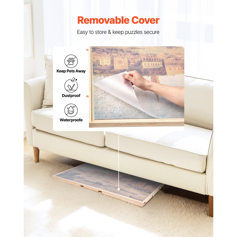 VEVOR Tavolo per Puzzle 1020 x 745 mm da 2000 Pezzi, Set da Tavolo per Puzzle Standard Portatili in Legno con 5 Cassetti e Coperchio, Anello di Base Rotante a 360° per Adulti, Facile da Riporre