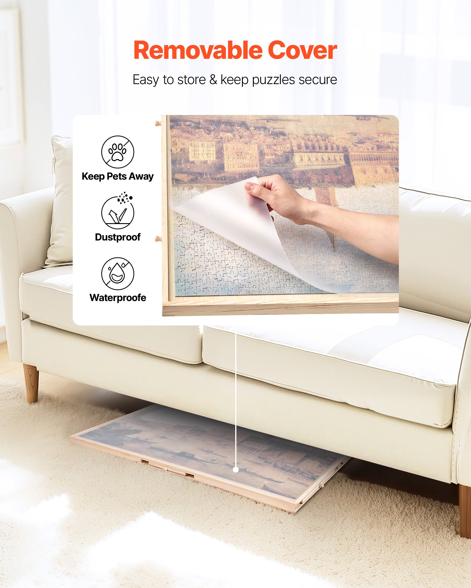 VEVOR Tavolo per Puzzle 1020 x 745 mm da 2000 Pezzi, Set da Tavolo per Puzzle Standard Portatili in Legno con 5 Cassetti e Coperchio, Anello di Base Rotante a 360° per Adulti, Facile da Riporre